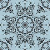 Vector floral seamless spring pattern with butterflies