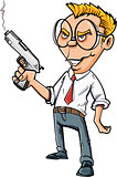 Cartoon angry office worker with a gun