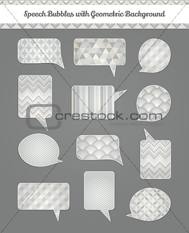 Speech Bubbles with White Gray Geometric Grunge Background
