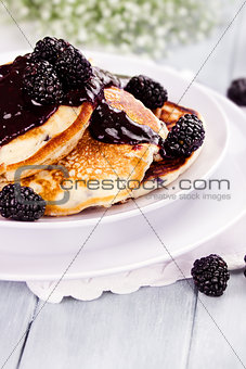 Pancakes and Blackberry Sauce