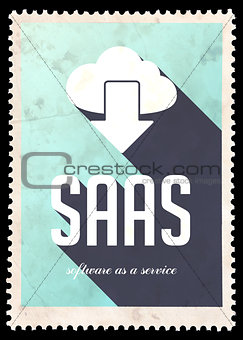 SAAS Concept on Blue Color in Flat Design.
