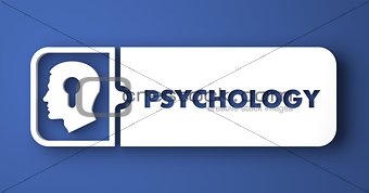 Psychology Concept on Blue in Flat Design Style.