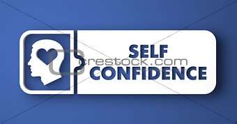 Self Confidence on Blue Background in Flat Design.