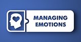 Managing Emotions on Blue in Flat Design Style.