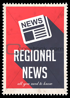 Regional News on Red in Flat Design.