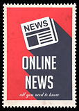 Online News on Red in Flat Design.