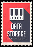 Data Storage on Red in Flat Design.