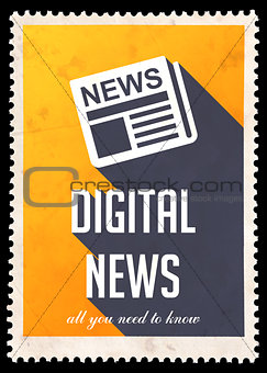 Digital News on Yellow in Flat Design.