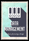 Data Management on Blue in Flat Design.
