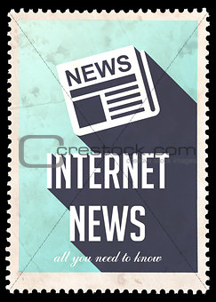 Internet News on Blue in Flat Design.