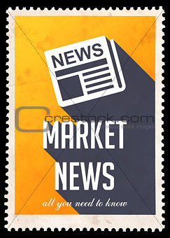 Market News on Yellow in Flat Design.