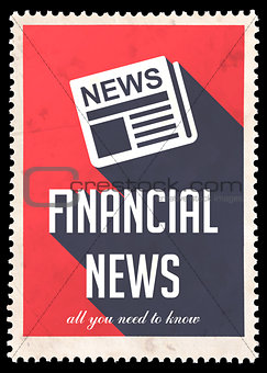 Financial News on Red in Flat Design.