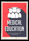 Medical Education on Red in Flat Design.