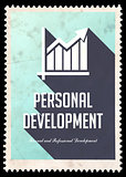 Personal Development on Blue in Flat Design.