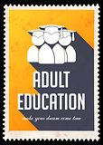 Adult Education on Yellow in Flat Design.