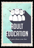 Adult Education on Light Blue in Flat Design.