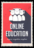 Online Education on Red in Flat Design.