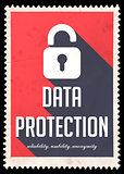 Data Protection on Red in Flat Design.