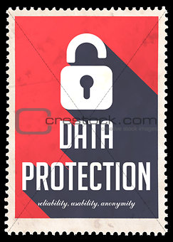 Data Protection on Red in Flat Design.