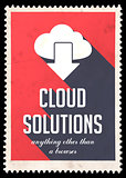 Cloud Solutions on Red in Flat Design.