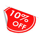Red circle label 10 percent off