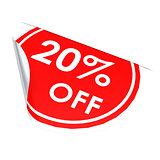 Red circle label 20 percent off