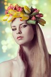 spring girl with garland