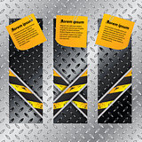 Metallic labels set with X shaped grunge lines