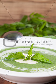 Nettle cream soup with sour cream