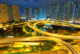 aerial view of the city overpass at night, HongKong, Asia