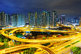 aerial view of the city overpass at night, HongKong