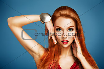 Beauty Portrait of Sexy Red Haired Woman