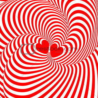 Design hearts twisting movement illusion background. Abstract st