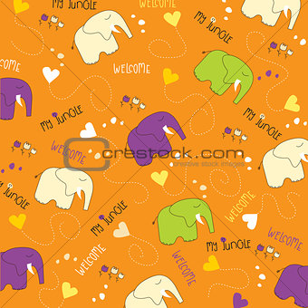 Seamless baby elephant pattern
