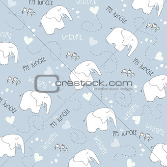 Seamless baby elephant pattern