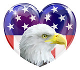 American flag eagle love heart