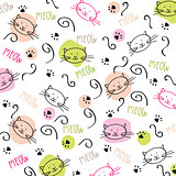 Cartoon seamless pattern with cute cats