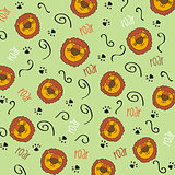 doodle seamless pattern with lions