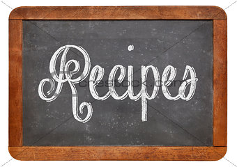 recipes word on blackboard