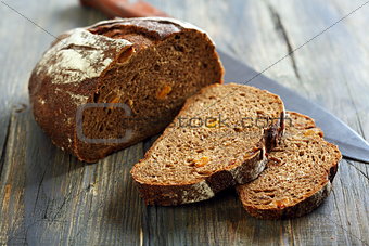 Rye bread with dried apricots and nuts.