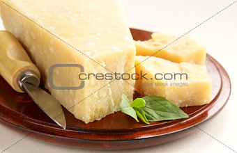 piece of fresh tasty hard parmesan cheese