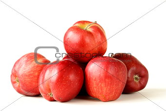 fresh organic ripe red apples on a white background
