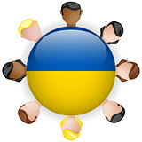 Ukraine Flag Button Teamwork People Group
