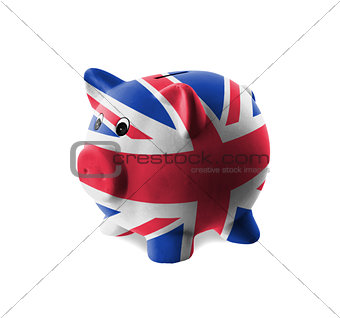 Ceramic piggy bank with painting of national flag 