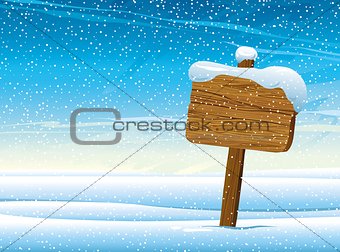 Wooden pointer and snow.