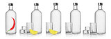 Bottles of vodka and glasses
