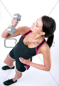 Brunette and Barbell America Stock Photo