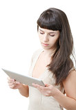 female using tablet