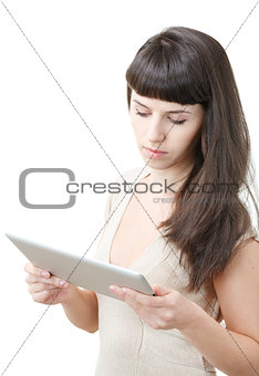 female using tablet