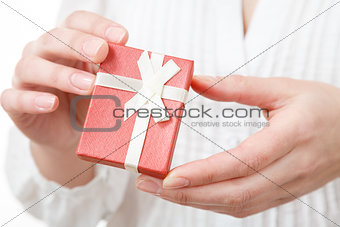 female holding gift